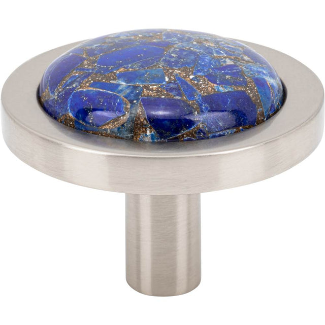 Vesta - FireSky Mohave Lapis Knob 1 9/16 Inch Brushed Satin Nickel Base - Brushed Satin Nickel