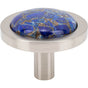 Vesta - FireSky Mohave Lapis Knob 1 9/16 Inch Brushed Satin Nickel Base - Brushed Satin Nickel