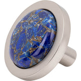 FireSky Mohave Lapis Knob 1 9/16 Inch Brushed Satin Nickel Base
