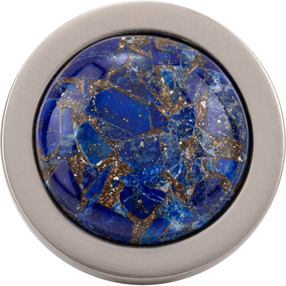 FireSky Mohave Lapis Knob 1 9/16 Inch Brushed Satin Nickel Base