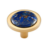 Vesta - FireSky Mohave Lapis Knob 1 9/16 Inch Polished Brass Base - Polished Brass