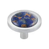 Vesta - FireSky Mohave Lapis Knob 1 9/16 Inch Polished Chrome Base - Polished Chrome