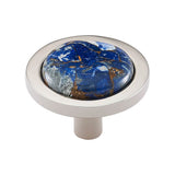Vesta - FireSky Mohave Lapis Knob 1 9/16 Inch Polished Nickel Base - Polished Nickel