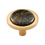 Vesta - FireSky Iron Tiger Eye Knob 1 9/16 Inch Polished Brass Base - Polished Brass