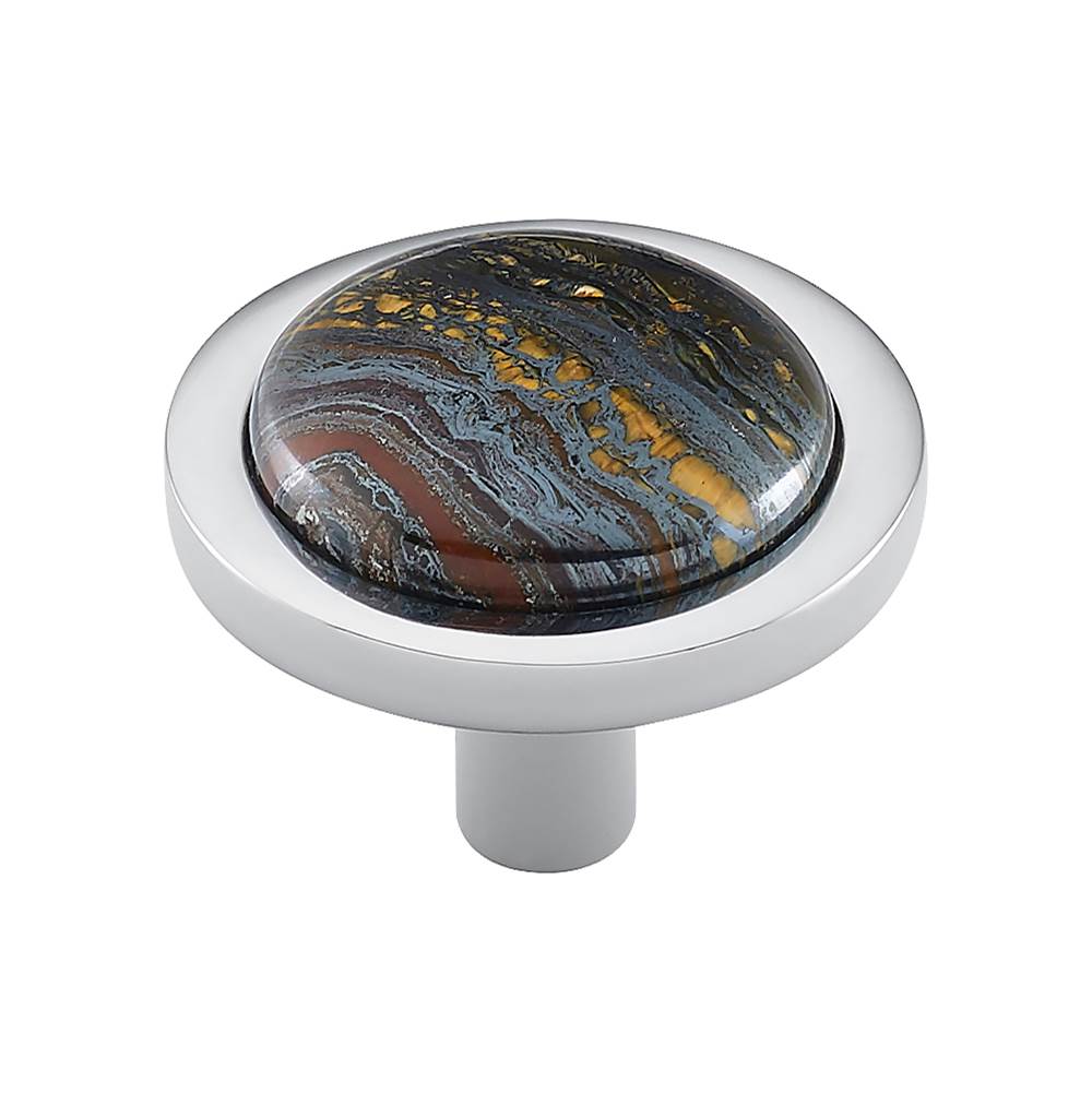 Vesta - FireSky Iron Tiger Eye Knob 1 9/16 Inch Polished Chrome Base - Polished Chrome