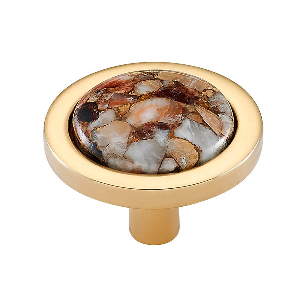 Vesta - FireSky Mohave Yellow Knob 1 9/16 Inch Polished Brass Base - Polished Brass