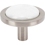 Vesta - FireSky Carrara White Knob 1 9/16 Inch Brushed Satin Nickel Base - Brushed Satin Nickel