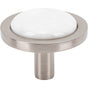 Vesta - FireSky Carrara White Knob 1 9/16 Inch Brushed Satin Nickel Base - Brushed Satin Nickel