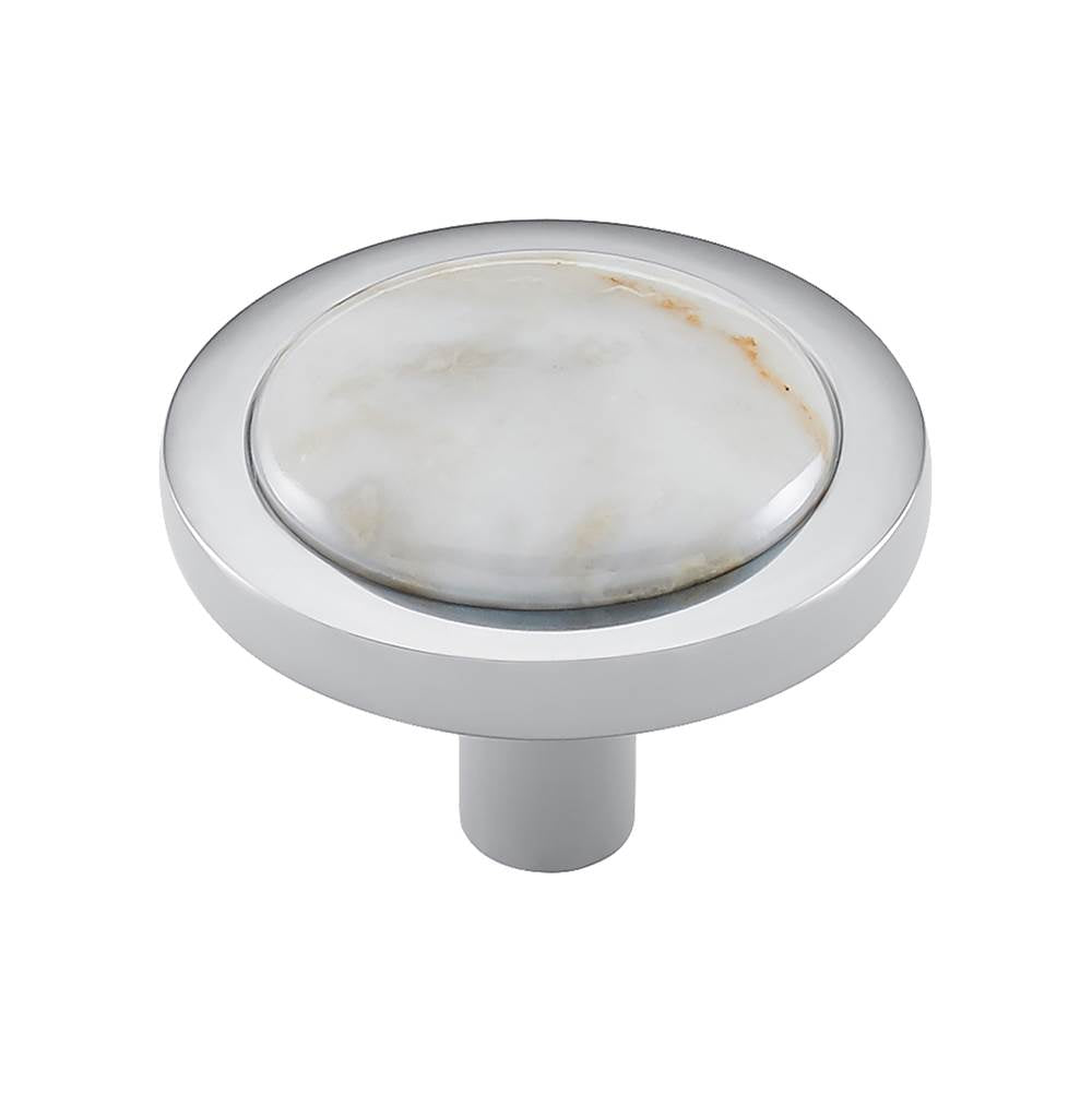 Vesta - FireSky Carrara White Knob 1 9/16 Inch Polished Chrome Base - Polished Chrome