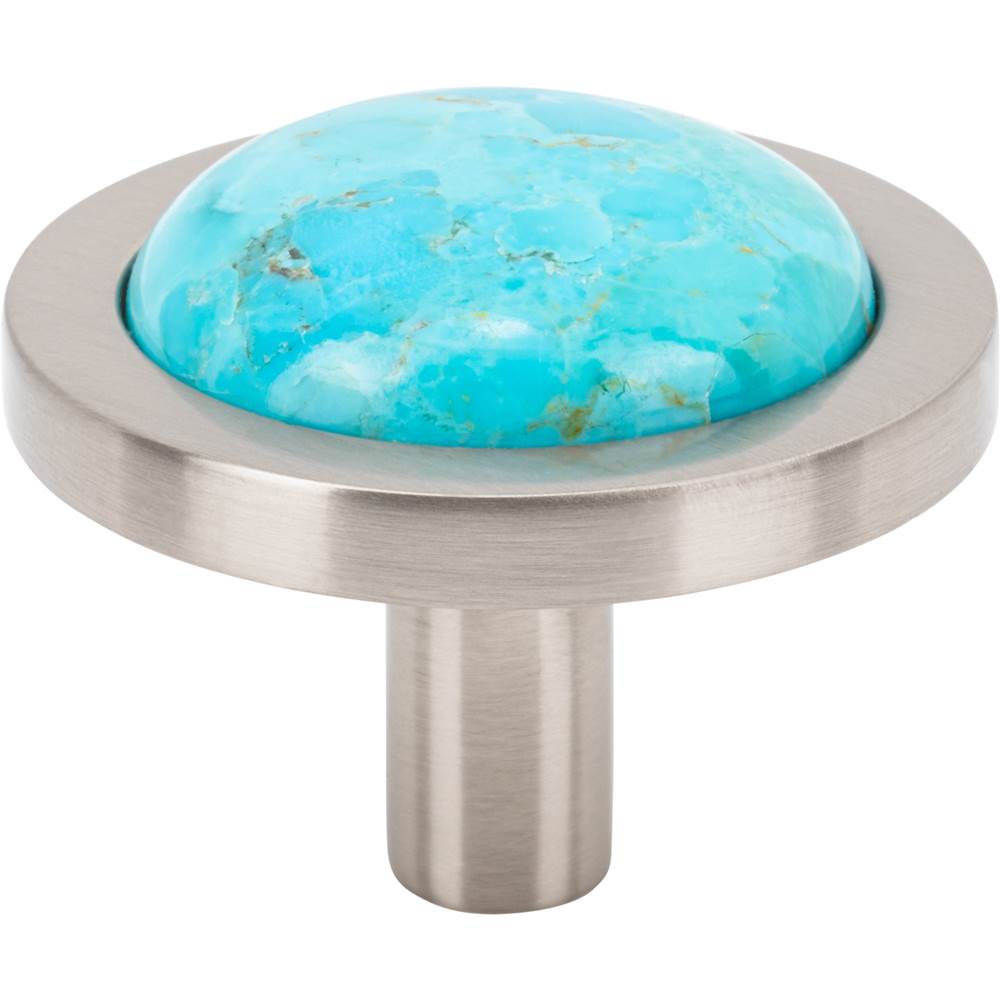 Vesta - FireSky Mohave Turquoise Knob 1 9/16 Inch Brushed Satin Nickel Base - Brushed Satin Nickel
