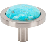 Vesta - FireSky Mohave Turquoise Knob 1 9/16 Inch Brushed Satin Nickel Base - Brushed Satin Nickel