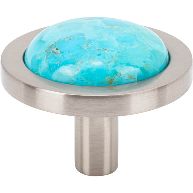 Vesta - FireSky Mohave Turquoise Knob 1 9/16 Inch Brushed Satin Nickel Base - Brushed Satin Nickel