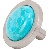 FireSky Mohave Turquoise Knob 1 9/16 Inch Brushed Satin Nickel Base