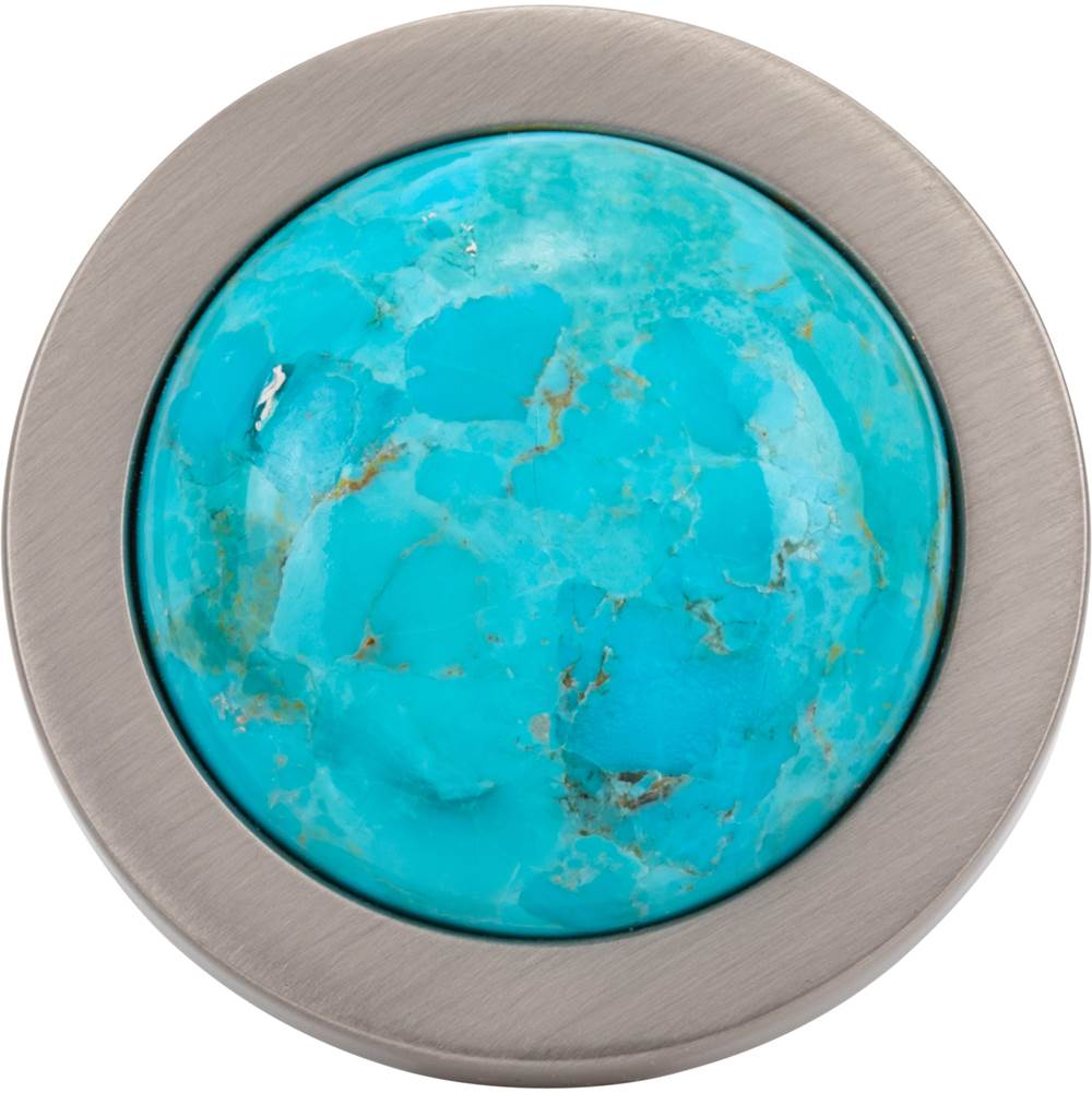 FireSky Mohave Turquoise Knob 1 9/16 Inch Brushed Satin Nickel Base