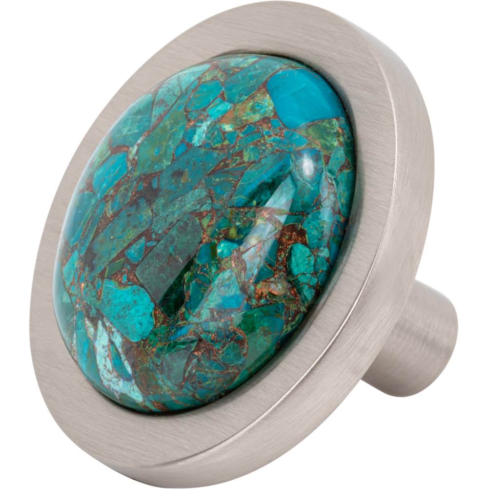 FireSky Mohave Blue Knob 1 9/16 Inch Brushed Satin Nickel Base