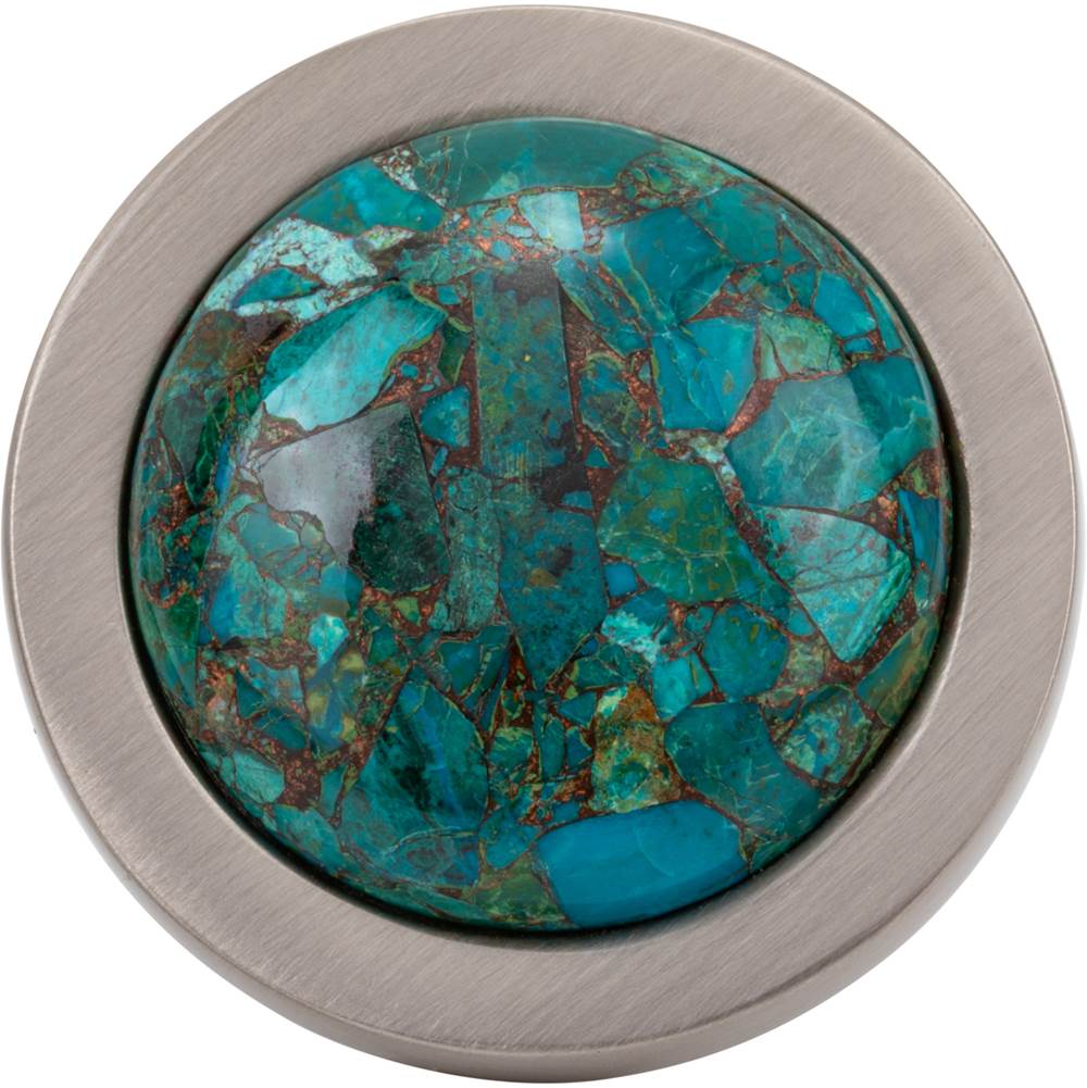 FireSky Mohave Blue Knob 1 9/16 Inch Brushed Satin Nickel Base