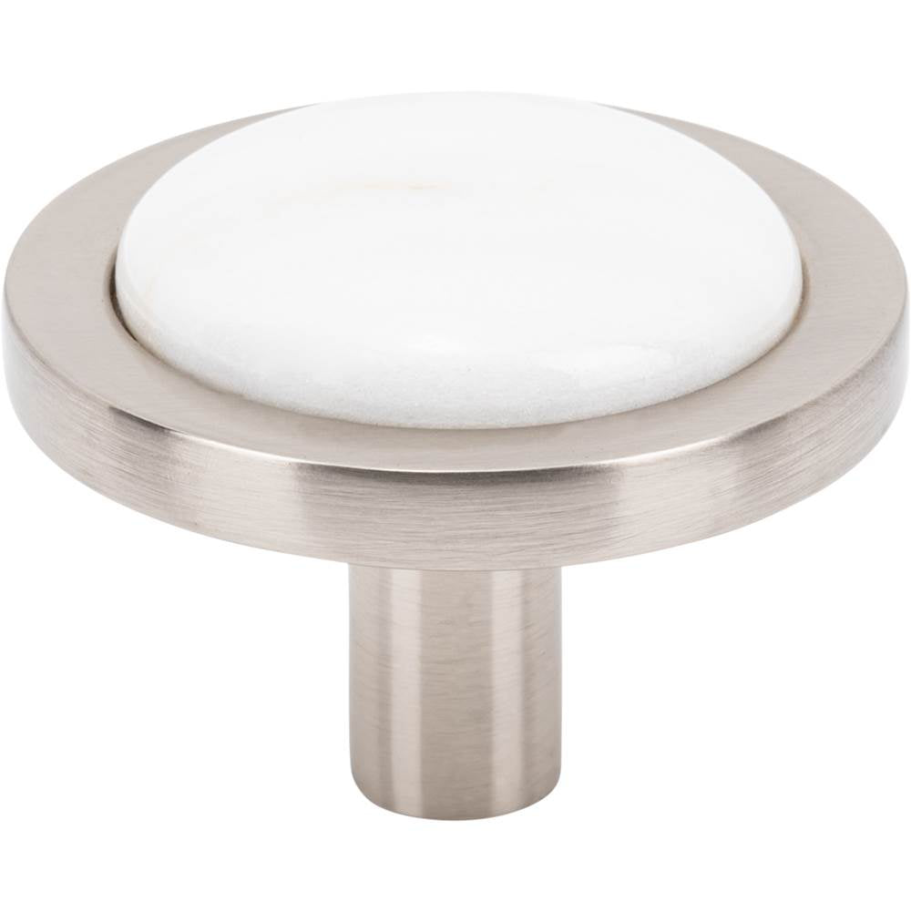 Vesta - FireSky Calacatta Gold Knob 1 9/16 Inch Brushed Satin Nickel Base - Brushed Satin Nickel