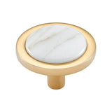Vesta - FireSky Calacatta Gold Knob 1 9/16 Inch Polished Brass Base - Polished Brass