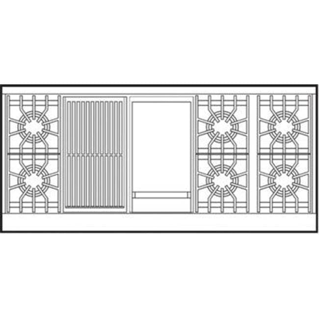 60''W./24''D. Gas Sealed Burner Range-6 Burners/Griddleandgrill-Antique Bronze