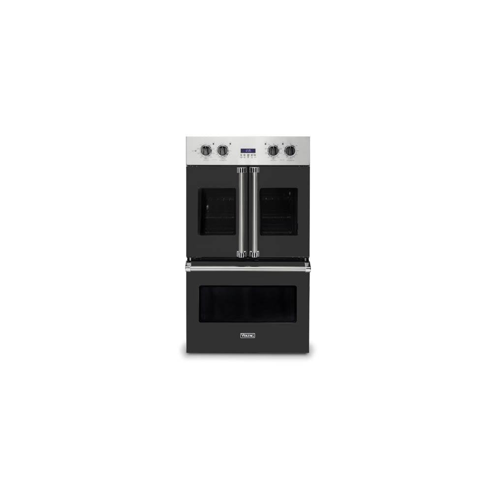 Viking - 30''W. French-Door Double Built-In Electric Thermal Convection Oven-Cast Black - Cast Black