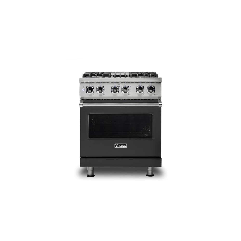 Viking - 30''W./24''D. Dual Fuel Self-Clean Sealed Burner Range-4 Burners-Cast Black-LP - Cast Black