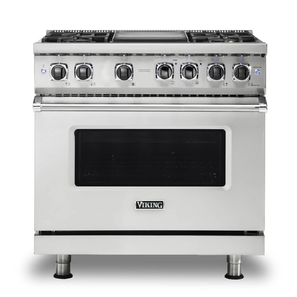 Viking - 36''W./24''D. Dual Fuel Self-Clean Sealed Burner Range-4 Burners/Griddle-Stainless-LP - Stainless Steel