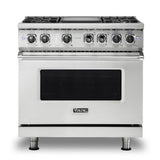 Viking - 36''W./24''D. Dual Fuel Self-Clean Sealed Burner Range-4 Burners/Griddle-Stainless-LP - Stainless Steel