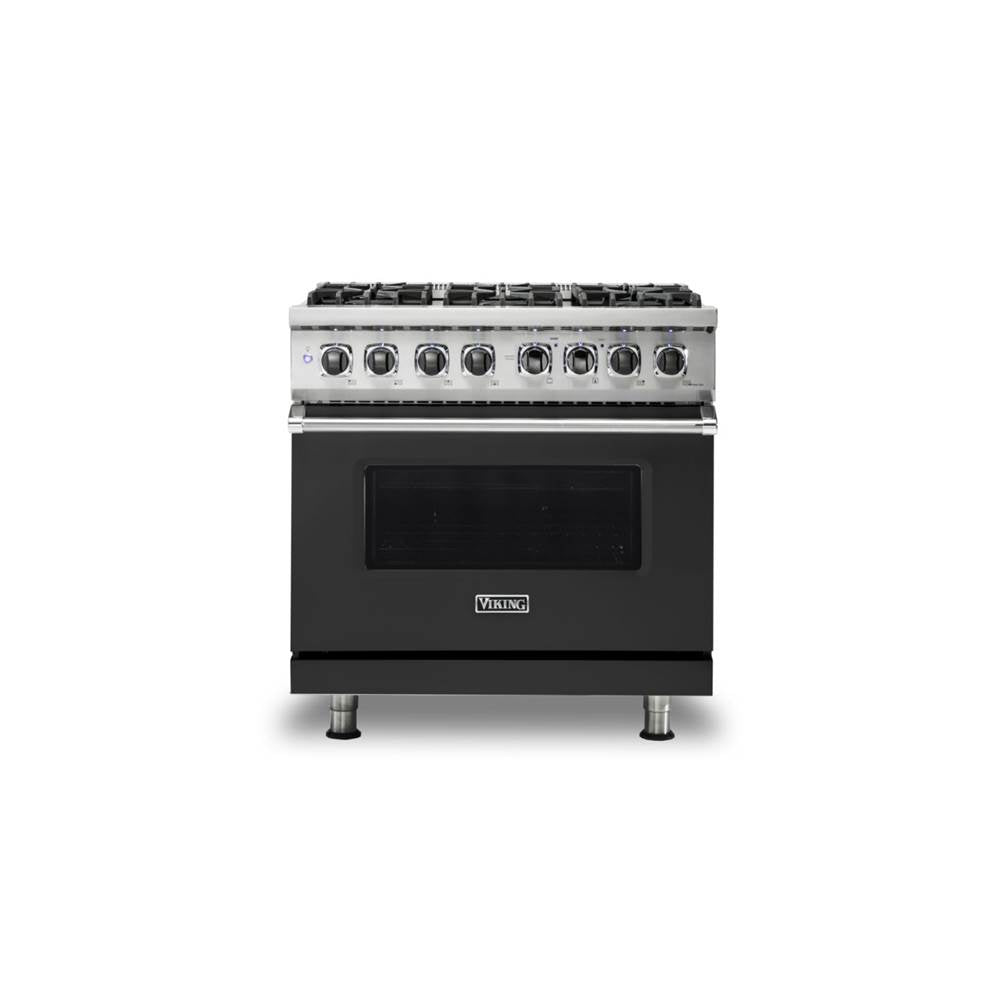 Viking - 36''W./24''D. Dual Fuel Self-Clean Sealed Burner Range-6 Burners-Cast Black - Cast Black