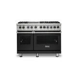 Viking - 48''W./24''D. Dual Fuel Self-Clean Sealed Burner Range-6 Burners/Griddle-Cast Black-LP - Cast Black