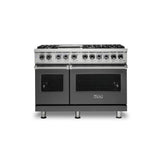 Viking - 48''W./24''D. Dual Fuel Self-Clean Sealed Burner Range-6 Burners/Griddle-Damascus Grey-LP - Damascus Grey