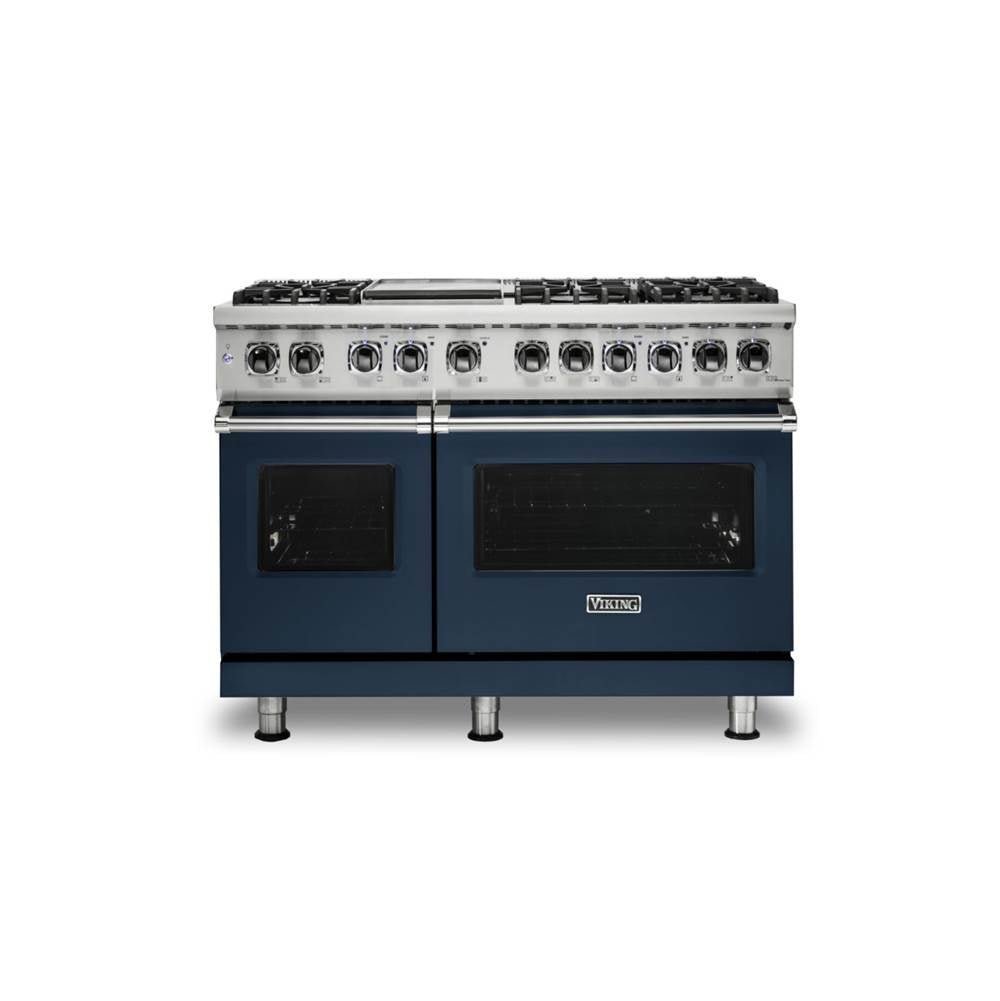 Viking - 48''W./24''D. Dual Fuel Self-Clean Sealed Burner Range-6 Burners/Griddle-Slate Blue-LP - Slate Blue