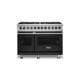 Viking - 48''W./24''D. Dual Fuel Self-Clean Sealed Burner Range-8 Burners-Cast Black-LP - Cast Black