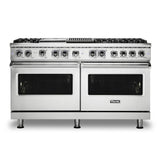 Viking - 60''W./24''D. Dual Fuel Self-Clean Sealed Burner Range-6 Burners/GriddleandGrill-Stainless-LP - Stainless Steel