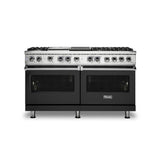 Viking - 60''W./24''D. Dual Fuel Self-Clean Sealed Burner Range-6 Burners/Griddle&Grill-Cast Black - Cast Black