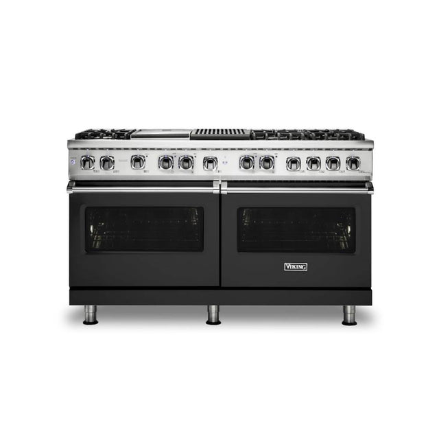 Viking - 60''W./24''D. Dual Fuel Self-Clean Sealed Burner Range-6 Burners/Griddle&Grill-Cast Black-LP - Cast Black
