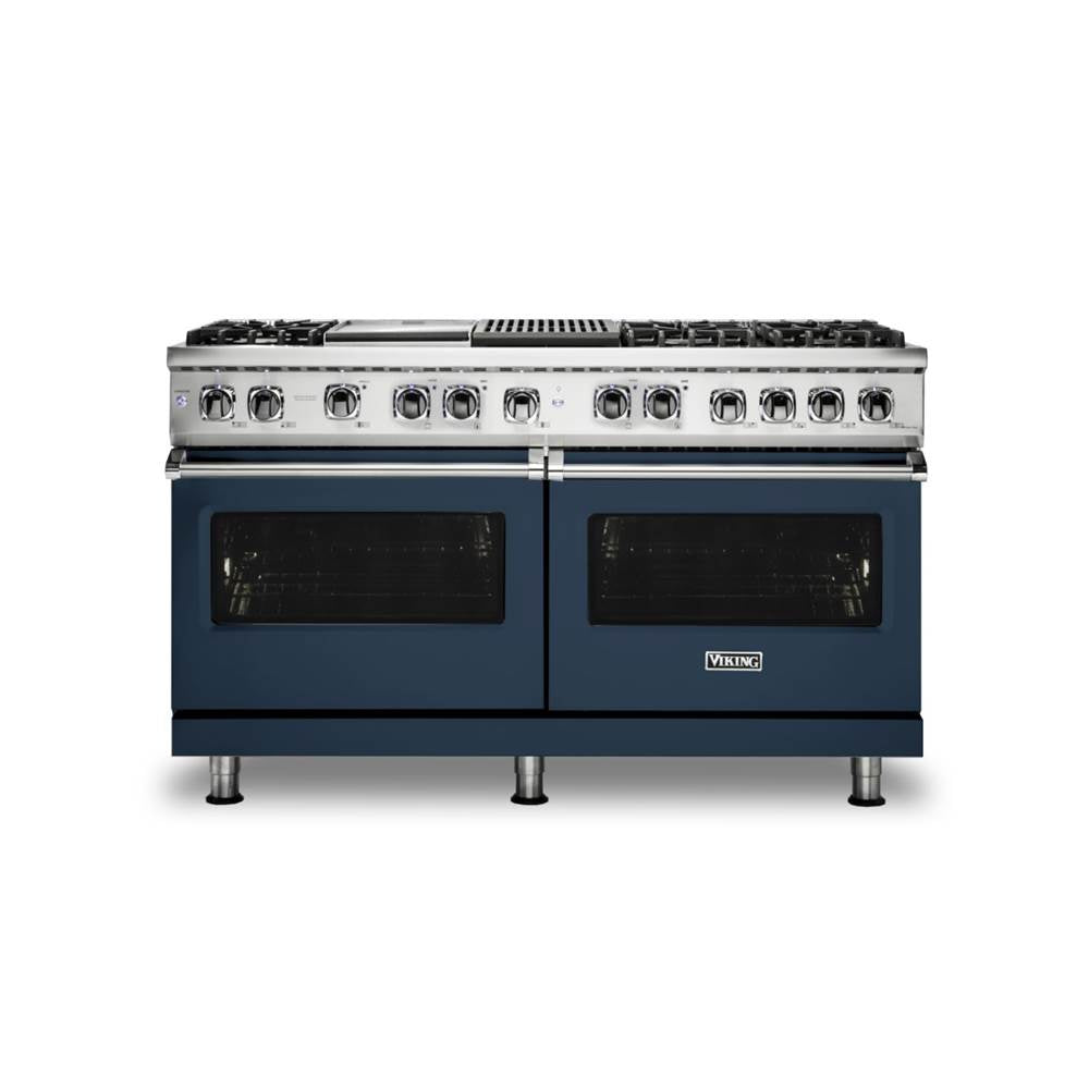 Viking - 60''W./24''D. Dual Fuel Self-Clean Sealed Burner Range-6 Burners/Griddle&Grill-Slate Blue - Slate Blue