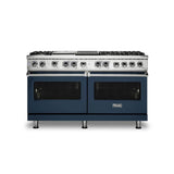 Viking - 60''W./24''D. Dual Fuel Self-Clean Sealed Burner Range-6 Burners/Griddle&Grill-Slate Blue-LP - Slate Blue