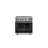 Viking - 36''W./24''D. Dual Fuel Sealed Burner Range-4 Burners/Griddle-Cast Black - Cast Black