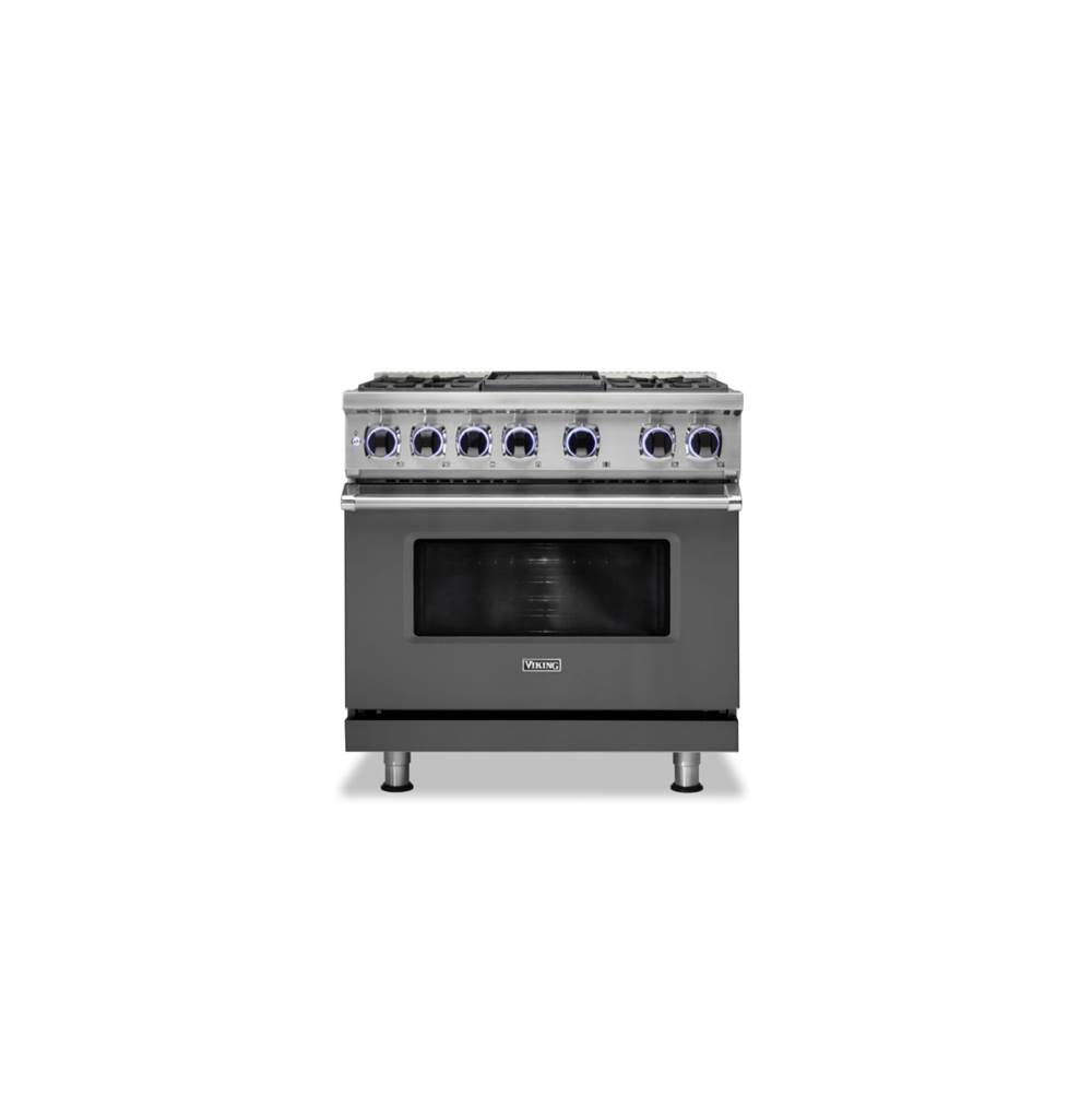Viking - 36''W./24''D. Dual Fuel Sealed Burner Range-4 Burners/Griddle-Damascus Grey - Damascus Grey
