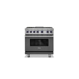 Viking - 36''W./24''D. Dual Fuel Sealed Burner Range-4 Burners/Griddle-Damascus Grey-LP - Damascus Grey