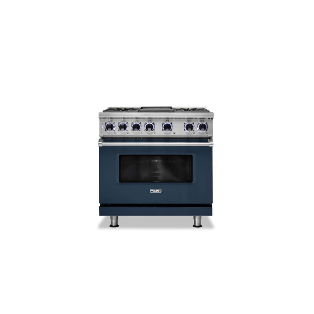 Viking - 36''W./24''D. Dual Fuel Sealed Burner Range-4 Burners/Griddle-Slate Blue - Slate Blue