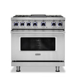 Viking - 36''W./24''D. Dual Fuel Sealed Burner Range-4 Burners/Griddle-Stainless-LP - Stainless Steel