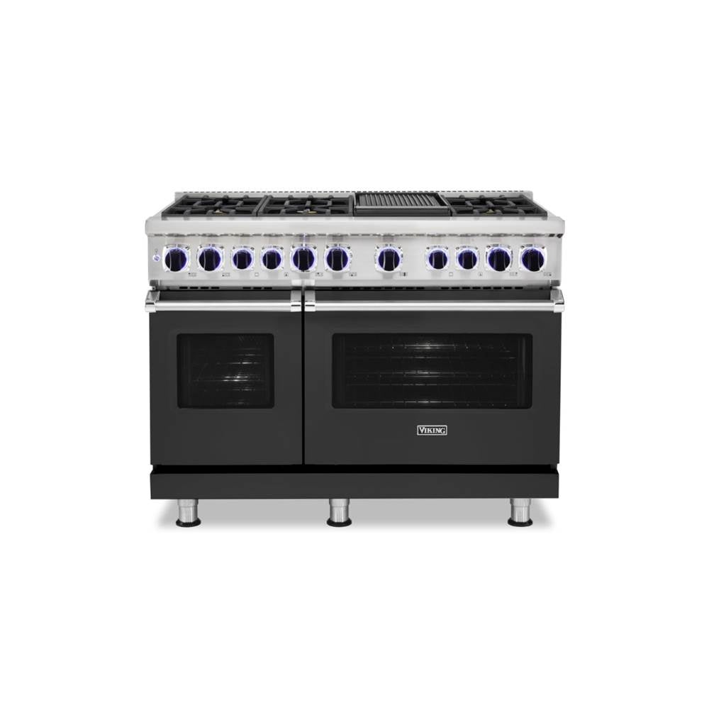 Viking - 48''W./24''D. Dual Fuel Sealed Burner Range-6 Burners/Griddle-Cast Black-LP - Cast Black