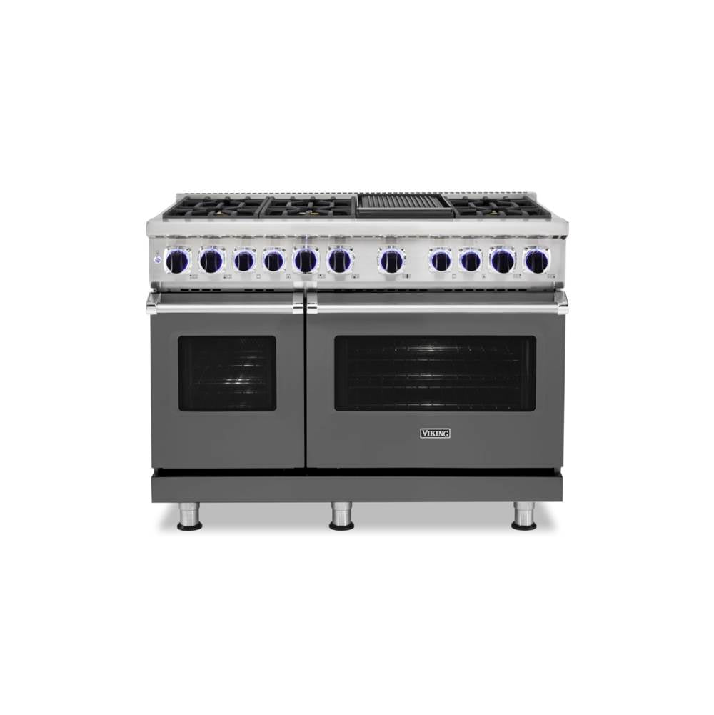 Viking - 48''W./24''D. Dual Fuel Sealed Burner Range-6 Burners/Griddle-Damascus Grey-LP - Damascus Grey