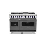 Viking - 48''W./24''D. Dual Fuel Sealed Burner Range-6 Burners/Griddle-Damascus Grey-LP - Damascus Grey