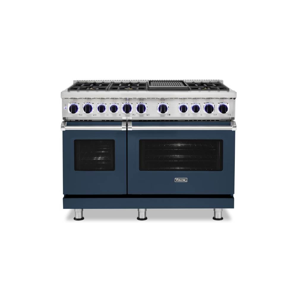 Viking - 48''W./24''D. Dual Fuel Sealed Burner Range-6 Burners/Griddle-Slate Blue-LP - Slate Blue