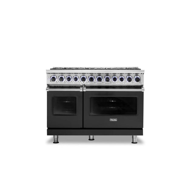 Viking - 48''W./24''D. Dual Fuel Sealed Burner Range-8 Burners-Cast Black - Cast Black