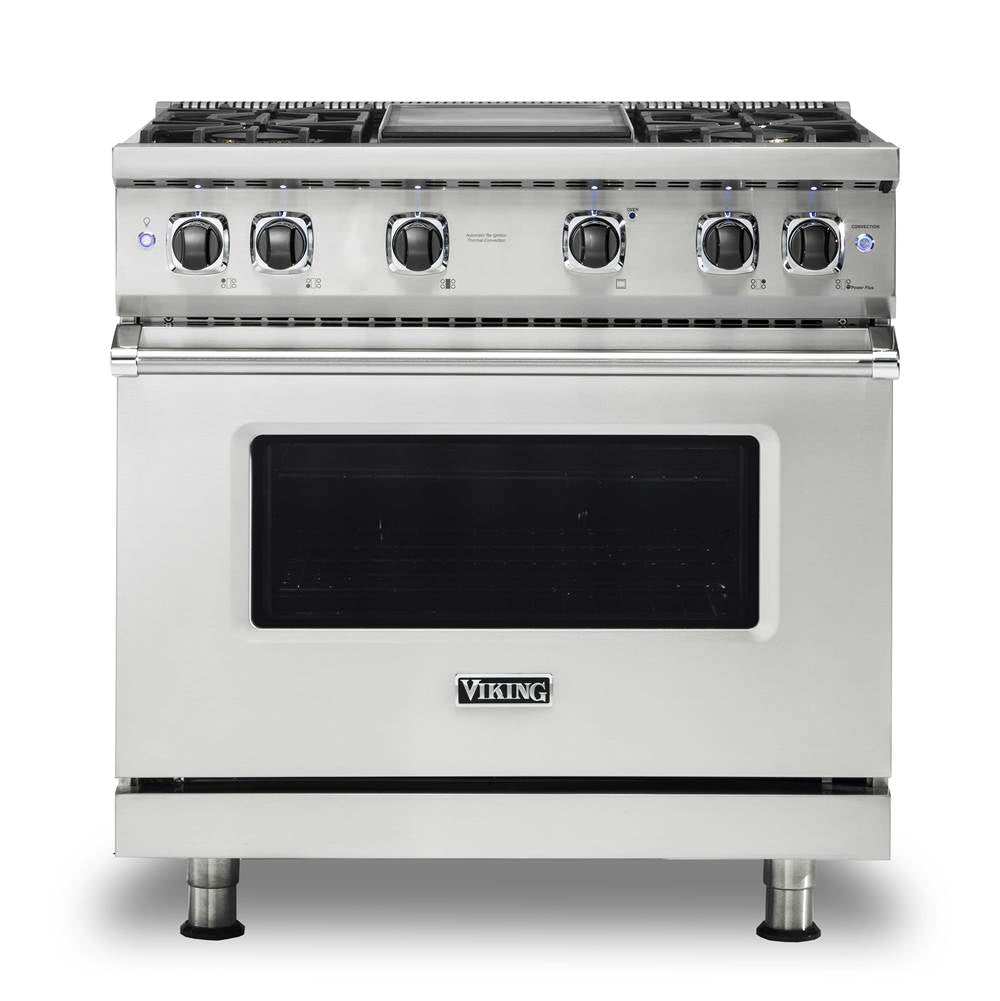 Viking - 36''W./24''D. Gas Sealed Burner Range-4 Burners/Griddle-Stainless - Stainless Steel