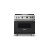 Viking - 36''W./24''D. Gas Sealed Burner Range-4 Burners/Griddle-Cast Black - Cast Black