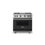Viking - 36''W./24''D. Gas Sealed Burner Range-4 Burners/Griddle-Cast Black-LP - Cast Black